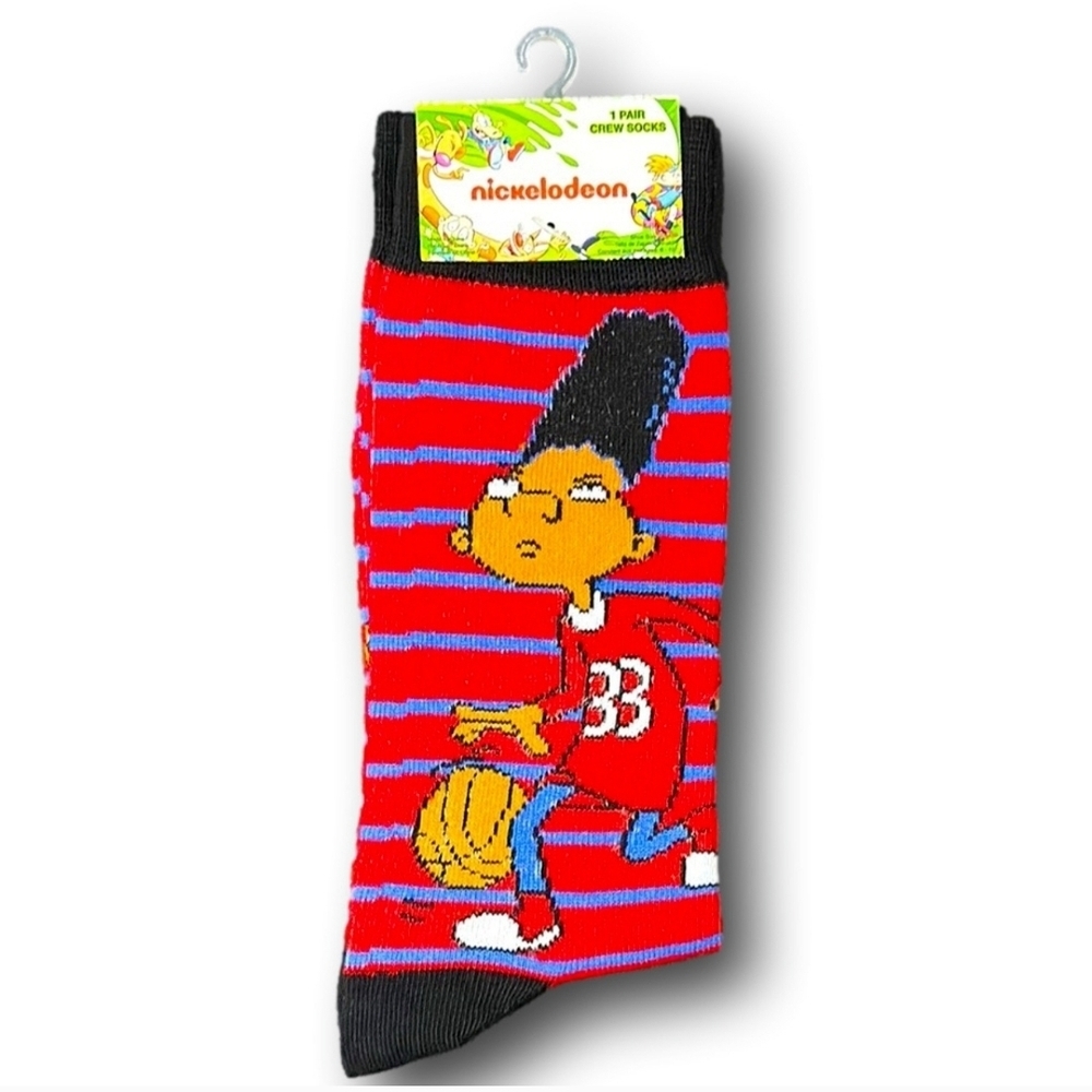4/$25 Nickelodeon Hey Arnold Novelty Socks Features Gerald Dribbling Basketball
